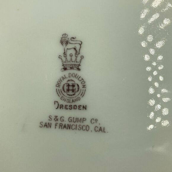 Royal Doulton Dinnerware Dresden Indian Tree Dessert Plate 7” Gold Pink S&G Gump - Picture 7 of 8